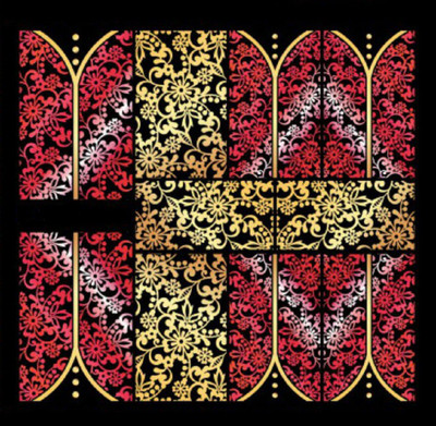 

Imported GOLDEN GOLD RED FOIL Flower Nail Art Stickers Water Transfer Slider Decals F157(Red, Gold)
