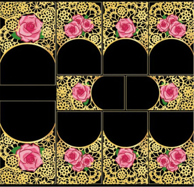 

Imported Foil Flower Nail Art Stickers Water Transfer Slider Decals J157(Gold Pink)