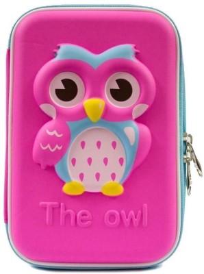 

Jern Owl Face Hardtop Eva Pencil Case Big Pencil Box Owl Face Art EVA Pencil Box(Set of 1, Pink)