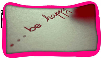 

Snoogg Eco Friendly Canvas Be Happy Designer Student Pen Pencil Case Coin Purse Pouch Cosmetic Makeup Bag (PINK) Pouch(Multicolor)