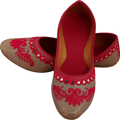 

DFR Gold glitter with mirror work Jutis For Women(Pink