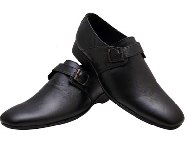 Enzo Cardini Enzo Cardini Men's Black Original Leather Formal Shoes Monk Strap For Men(Black