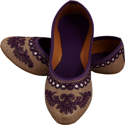 

DFR Gold glitter with mirror work Jutis For Women(Purple