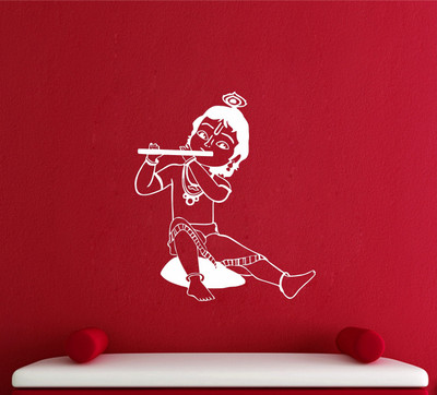 StickerYard 56 cm Krishna With Flute Self Adhesive Sticker(Pack of 1)