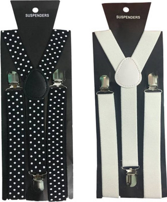 

Friendskart Y- Back Suspenders for Men(Black, White)