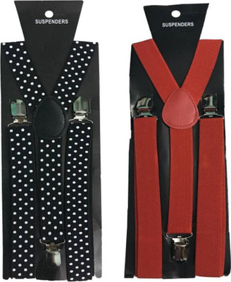 

Friendskart Y- Back Suspenders for Men(Red, Black)