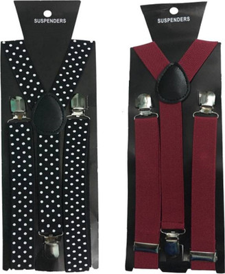 

Friendskart Y- Back Suspenders for Men(Maroon, Black)