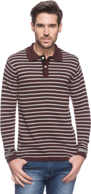 30 OFF on Buffalo by FBB Striped Men Polo Neck Brown T Shirt on
