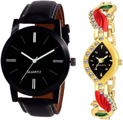 

Swadesi Stuff New Arrival Exclusive Stylish multi color Leather Strap And Kundan Golden Watch Combo For Men And Women Watch - For Couple 009104 Watch - For Women