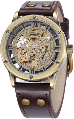 

Carrie Hughes brown21363 Carrie Hughes Men's Steampunk Automatic Watches Bronze Hollow Skeleton Mechanical Leather Waterproof Watch (Brown SH9397GA) Watch - For Men