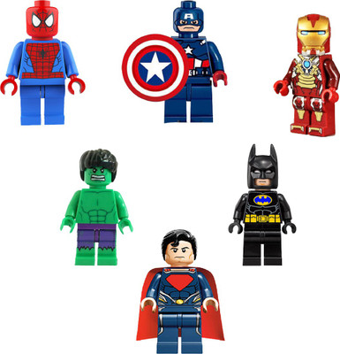 

Emob Mini Interchangeable Super Power Heros Action Figure Set of 6 Blocks Set with Accessories(Multicolor)