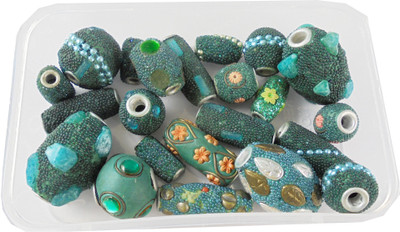 estore set of 25 pcs lakh beads for jewellery making art and craft diy project kit (green