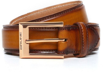 

BRUNE Men Casual Tan Genuine Leather Reversible Belt