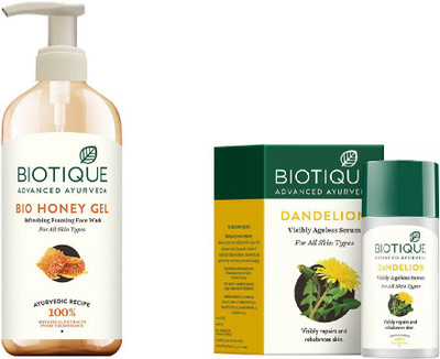 

BIOTIQUE BIO Bio Honey Gel Face Wash, Bio Dandelion Ageless Lightening Serum(Set of 2)