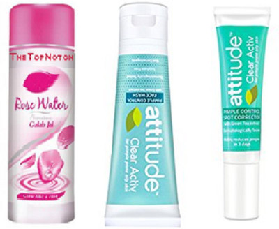 

TheTopNotch Gulab Jal 120 ML and Amway Attitude Clear Active Facewash and Spot Corrector(Set of 3)