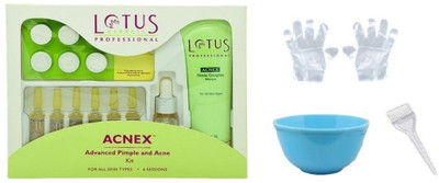 

Lotus Professional Acnex Advanced Pimple & Acne Facial Kit + Mixing Bowl + Brush + 1 Pair Gloves(Set of 1)