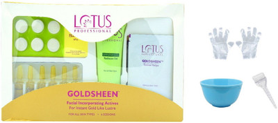

Lotus Professional Goldsheen Facial Kit + Mixing Bowl + Brush + 1 Pair Gloves(Set of 1)
