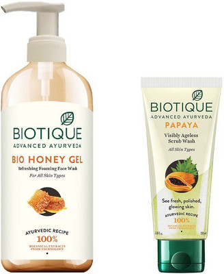 

BIOTIQUE BIO Bio Honey Gel Face Wash, Bio Papaya Exfoliating Face Wash(Set of 2)