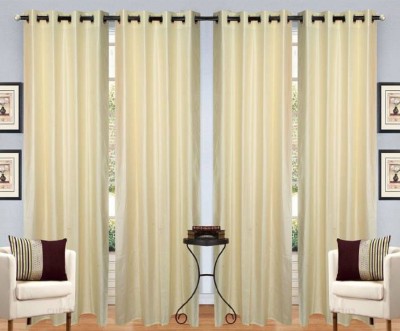 New panipat textile zone' 213.36 cm (7 ft) Polyester Semi Transparent Door Curtain (Pack Of 4)(Floral, Solid, Cream)