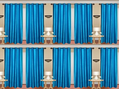 New panipat textile zone' 274.32 cm (9 ft) Polyester Semi Transparent Long Door Curtain (Pack Of 10)(Floral, Solid, Aqua)