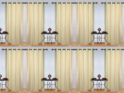 New panipat textile zone' 213.36 cm (7 ft) Polyester Semi Transparent Door Curtain (Pack Of 10)(Floral, Solid, Cream)