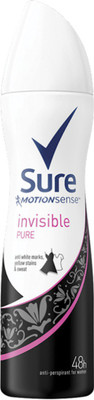 

Sure Invisible Pure Spray Deodorant 150ml-for women ,8 hour anti-perspirant protection Includes Motionsense technology Provides best protection ever against stains Deodorant Spray - For Women(150 ml)