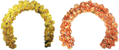 

Confidence South Indian Flowers Bridal Gajra Accessories for Women Juda maker For Hair Accessories Bun(Yellow, Orange)