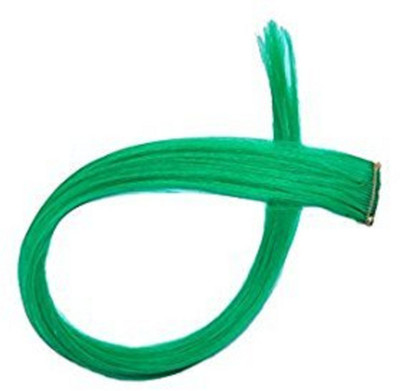 

AASA Color with Clip in Straight Piece Colored Extension For Kids, Girls & Women - Green Hair Extension
