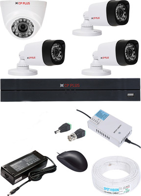 CP PLUS 4 Channal HD DVR 720p 1Pcs,Bullet Camera 1MP 3Pcs,Dome Camera 1MP 1Pcs Security Camera(4 TB, 4 Channel)