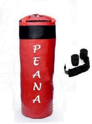 

PEANA 8.0 Feet Long, PU Material, Red and Black Color, Unfilled with Hanging Straps and 9 Freet Long Black Color Hand Wraps Pair Gym & Fitness Kit