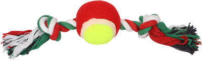 

Sri High Quality Single Tennis Ball Cotton Rope Chew Puppy Toy- For Biting/Chewing - 100% Natural & Safe Cotton-10 inches Cotton Chew Toy For Dog