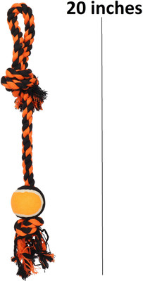 

SRI High Quality Single Tennis Ball Cotton Rope Chew Puppy Toy- For Biting/Chewing - 100% Natural & Safe Cotton-20 inches Cotton Chew Toy For Dog