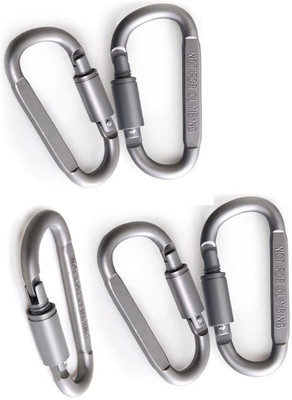 Macngrid Carabine 6pcs/lot Travel Kit Camping Equipment Alloy Aluminum Survival Gear Camp Mountaineering Hook Cable Lock(Grey)