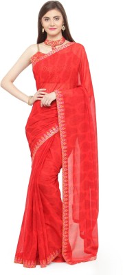 Shaily Retails Embellished Bollywood Chiffon Saree(Red)