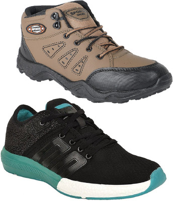 

Pexlo Combo Pack of 2 Sports Shoes (Running, Cricket & Gym Shoes) Running Shoes For Men(Black, Brown