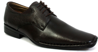 Hitz Brown Leather Formal Shoes Lace Up For Men(Brown