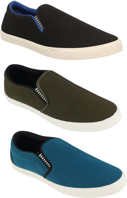 

Pexlo Combo Pack of 3 Casual (Loafers and Moccasins) Casuals For Men(Blue, Black, Green