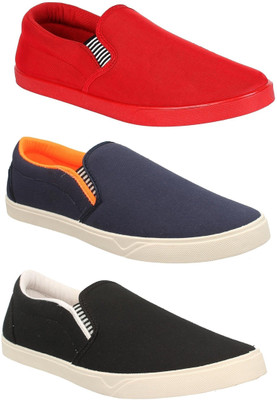 

Pexlo Combo Pack of 3 Casual (Loafers and Moccasins) Slip On Sneakers For Men(Multicolor, Red::blue::black