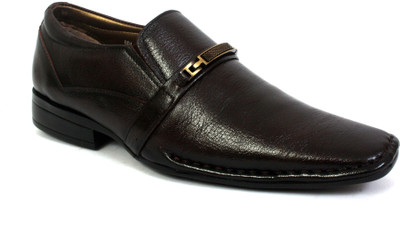 

Hitz Brown Leather Formal Shoes Slip On For Men(Brown