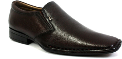 Hitz Brown Leather Formal Shoes Slip On For Men(Brown