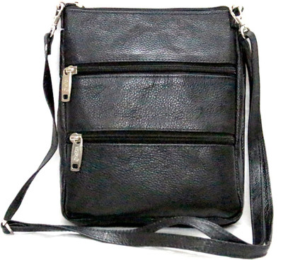 

NIZAMI CORPORATION Men & Women Black Genuine Leather Sling Bag