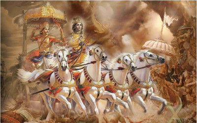 

Lord Shree Krishna with Arjun Mahabharat Mahabharat Poster for Room Paper Print(12 inch X 18 inch, Rolled)