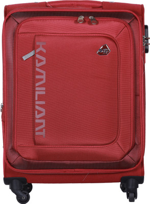 

Kamiliant Masai Spinner Soft Trolley 58 cm (Wine Red) Expandable Cabin Luggage - 22 inch(Red)