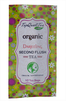 

Top Quali Tea Organic Darjeeling Second Flush Tea (10 individually wrapped handmade leaf tea bags) Black Tea Bags(10, Pouch)