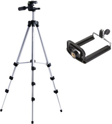 

ReTrack 3Way Adjustable Head Aluminum-Tripod With Bracket Tripod(Silver, Supports Up to 1000 g)