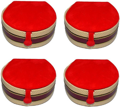 

Addyz Pack of 4 Pieces Letest Designer Velvet Mini Bangle small Box Travel Case Jewellery Vanity Box(Red)