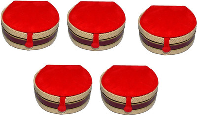 Addyz Pack of 5 Pieces Letest Designer Velvet Mini Bangle small Box Travel Case Jewellery Vanity Box(Red)