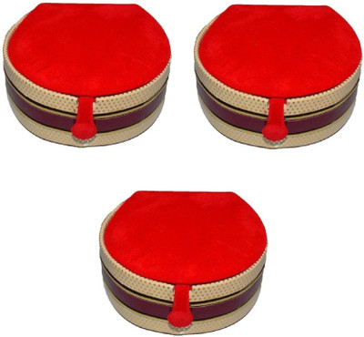 

Addyz Pack of 3 Pieces Letest Designer Velvet Mini Bangle small Box Travel Case Jewellery Vanity Box(Red)