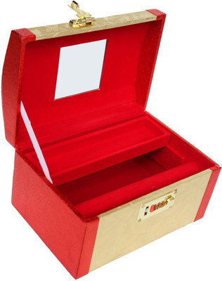 APF COLLECTION MB-10 makeup box for bridal, multipurpuse Vanity Box(Red and Golden)