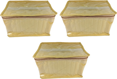 

Addyz Pack of 3 Pieces Transparent 10 Pouches in Quilted Non Woven Make up Vanity Jewellery Vanity Box(Beige)